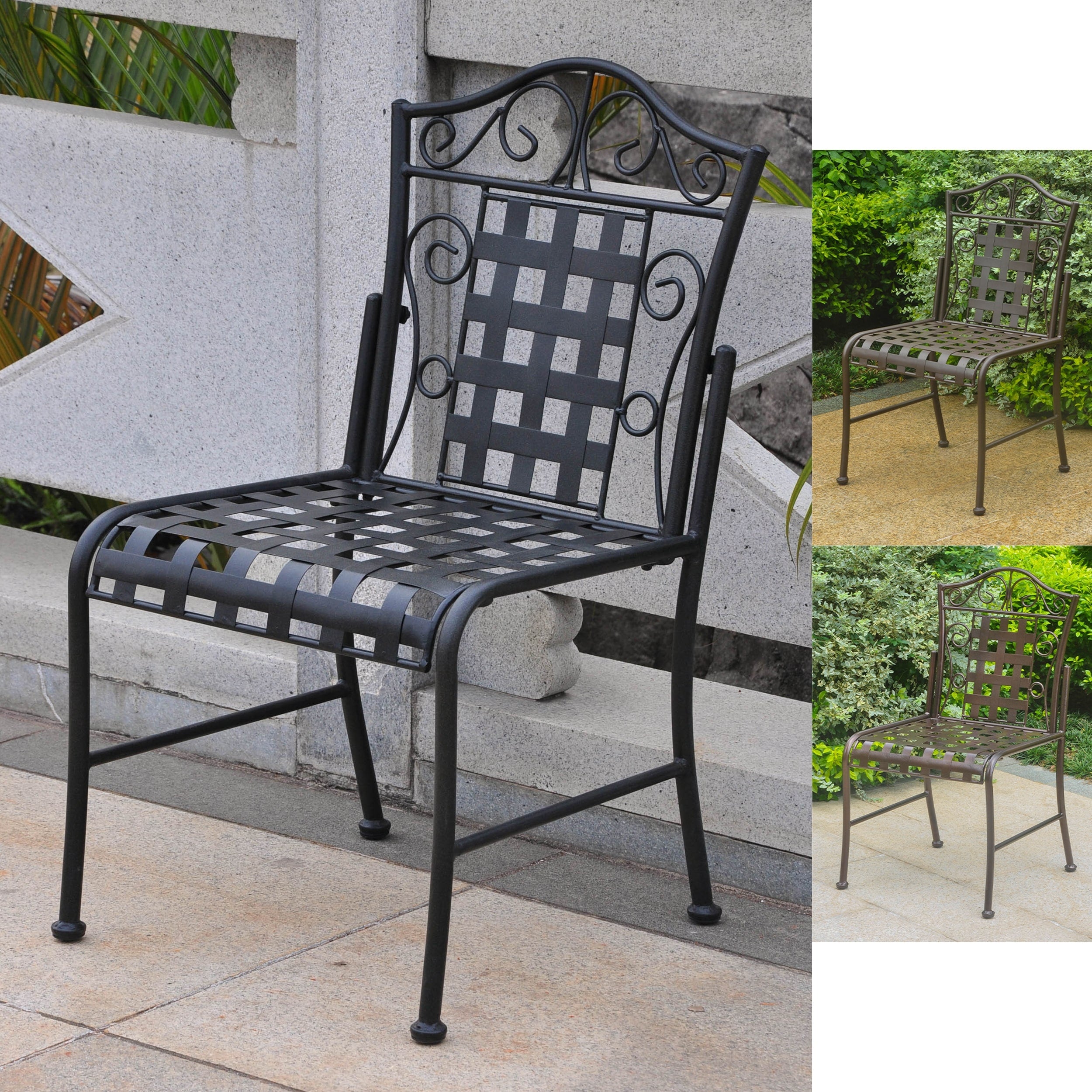 International Caravan Mandalay Iron Patio Bistro Chairs Set Of 2