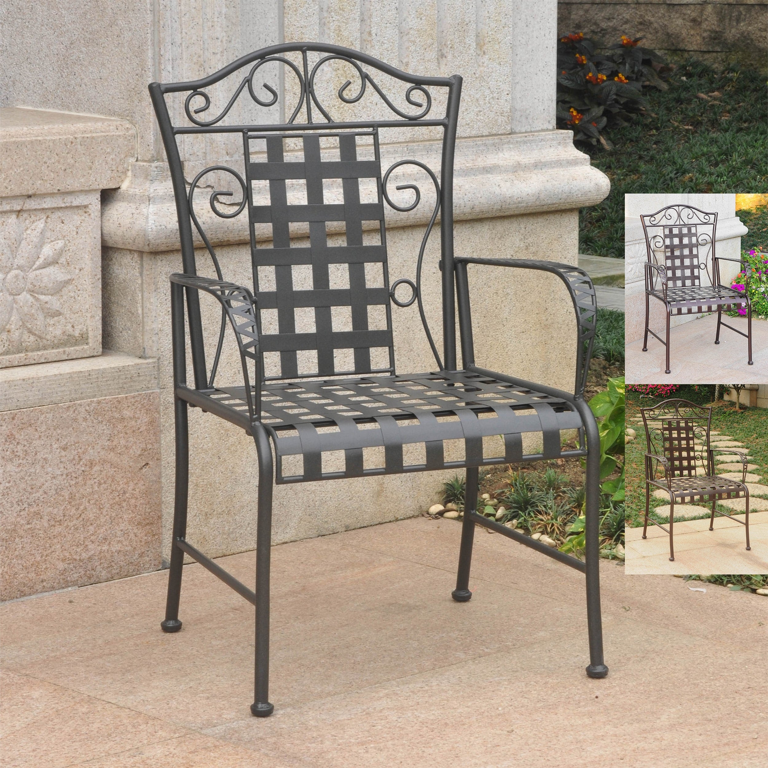 International Caravan Mandalay Iron Patio Dining Chair Set Of 2