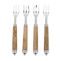 Mango Wood Handle Appetizer Forks Set Of 4 Stainless Steel Cocktail Snack Picks For Entertaining Serving