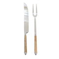 Mango Wood Handle Carving Knife Meat Fork Set Stainless Steel Serving Tools For Roasts Turkey And Holiday Entertaining
