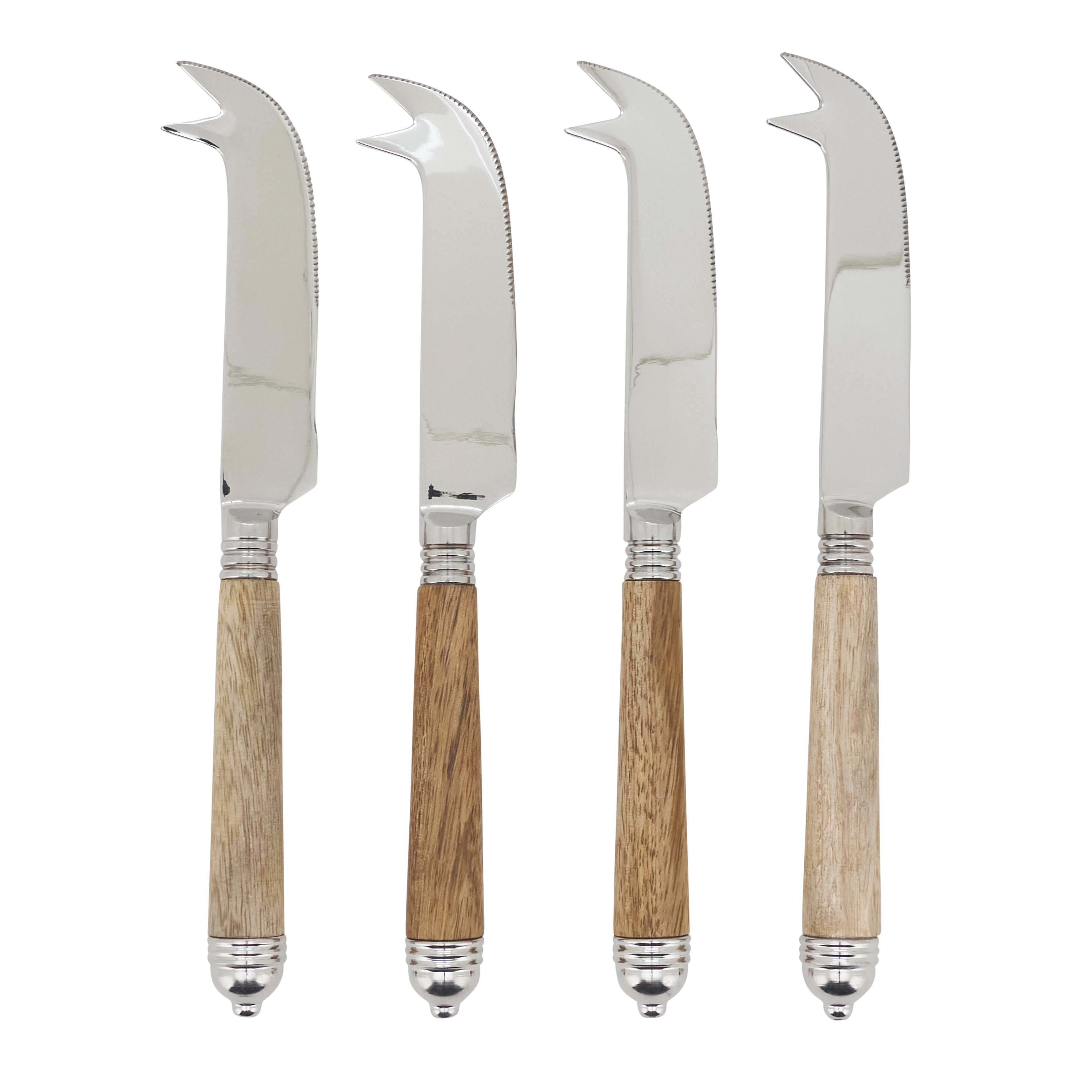 Mango Wood Handle Cheese Knives Set Of 4 Stainless Steel Cheese Tools For Charcuterie Boards Entertaining