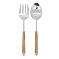 Mango Wood Handle Serving Set Stainless Steel Fork Spoon For Salads Buffets Entertaining