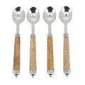 Mango Wood Handle Teaspoons Set Of 4 Stainless Steel Dessert Coffee Spoons For Dining Entertaining