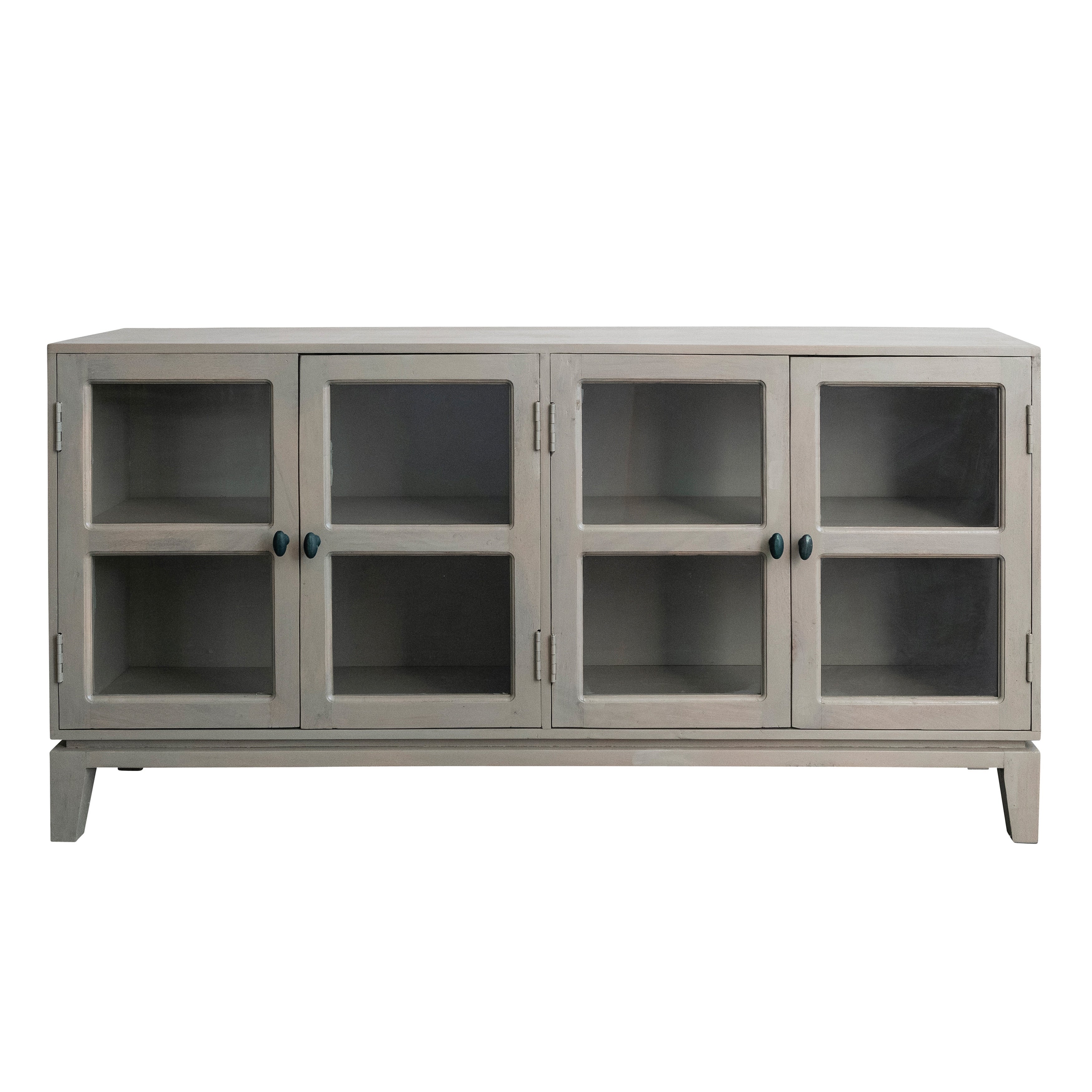 Mango Wood Sideboard With 4 Glass Doors And 4 Shelves 63.0 L X 15.75 W X 31.5 H