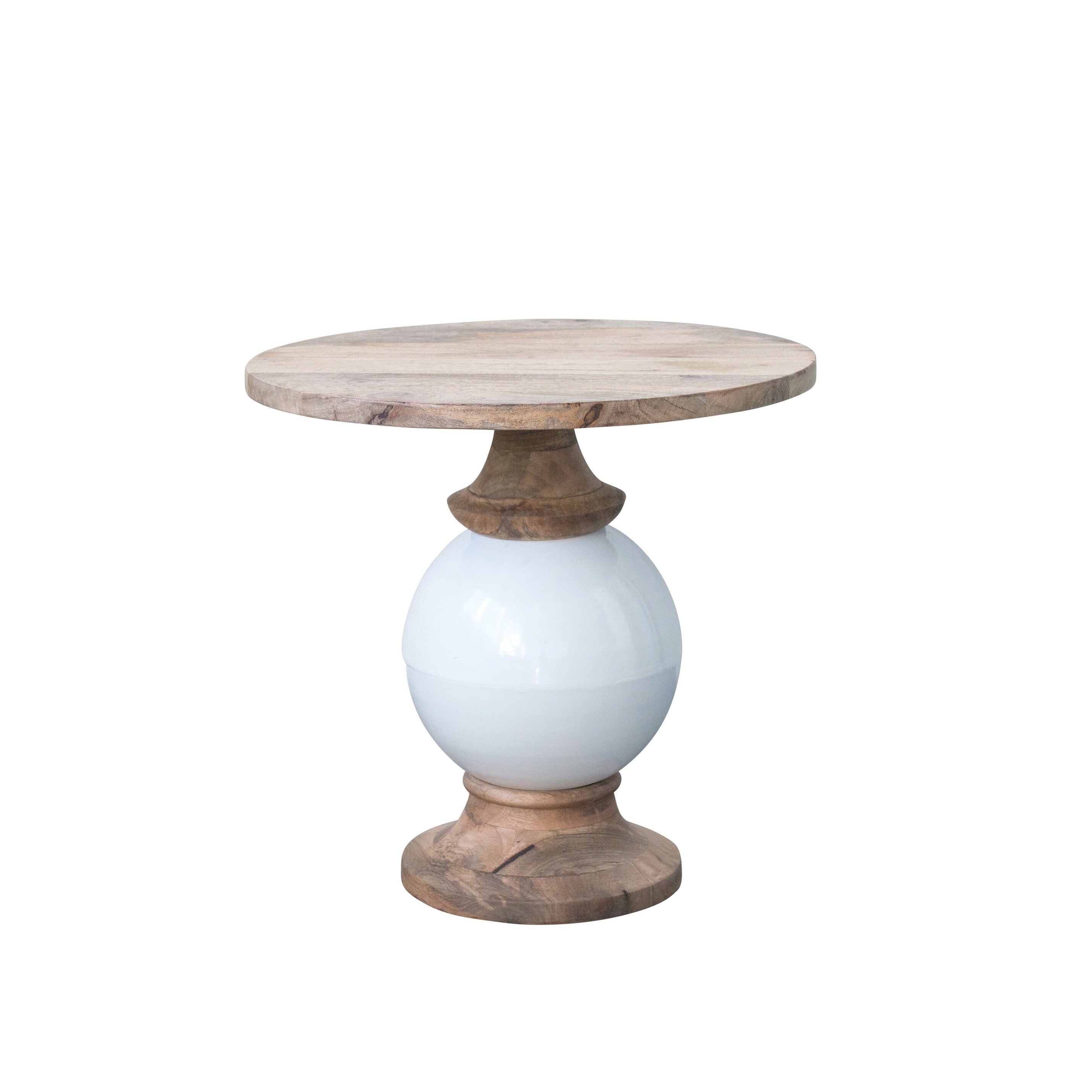 Mango Wood Metal Round Pedestal Table