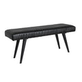 46 W Mango Wood Goat Leather Bench With Channel Stitching