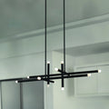 Manhattan 48 Inch 12 Light Matte Black Led Chandelier With Rotating Arms L 48 X W 4.75 X H 22.5 X M H 71