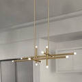 Manhattan 48 Inch 12 Light Brushed Gold Led Chandelier With Rotating Arms L 48 X W 4.75 X H 22.5 X M H 71