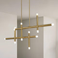 Manhattan 48 Inch 12 Light Brushed Gold Led Linear Chandelier L 48 X W 22 X H 17.75 X M H 66.25