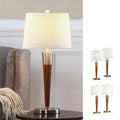 Hometrend Manhattan Brushed Nickel Walnut Wood Table Lamps Set Of 2
