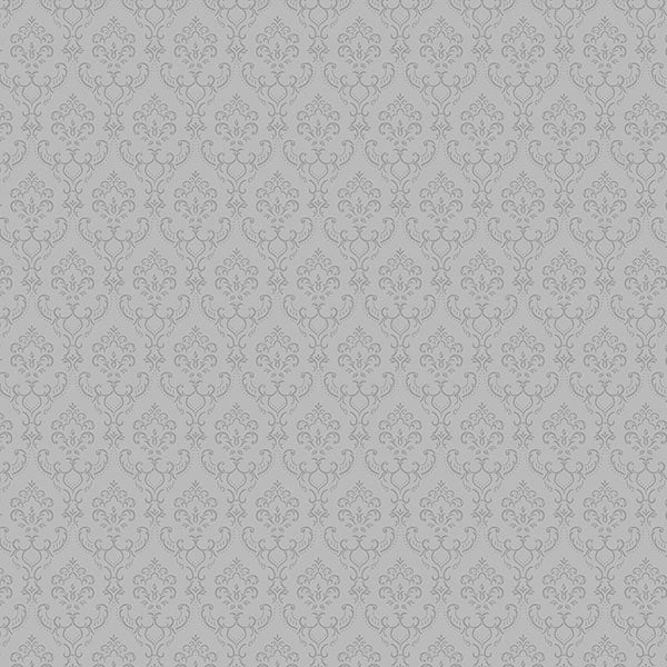 Manhattan Comfort Cambridge 32.7 Ft. X 20.5 In. Vinyl Silver Small Damask Wallpaper Covering