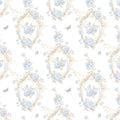 Manhattan Comfort Doral 32.7 Ft. X 20.5 In. Vinyl Blue Butterfly Cameo Wallpaper Covering