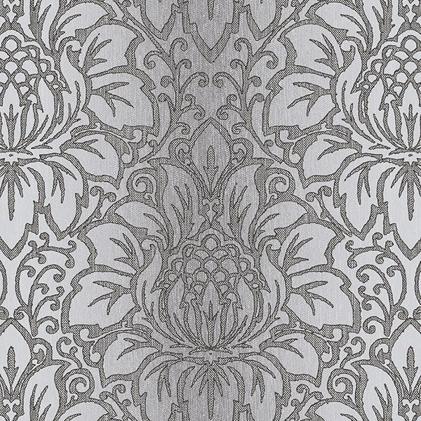 Manhattan Comfort Evanston 32.7 Ft. X 20.5 In. Vinyl Dark Grey Modern Damask Wallpaper Covering