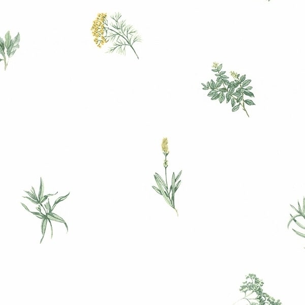 Manhattan Comfort Hampton 32.7 Ft. X 20.5 In. Vinyl Green Leaves And Floral Toile Wallpaper Covering 32.7 Ft. X 20.5 In.