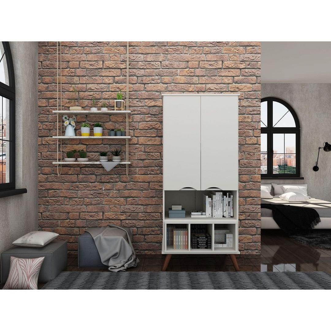 Manhattan Comfort Hampton Wood 6 Shelf Display Cabinet