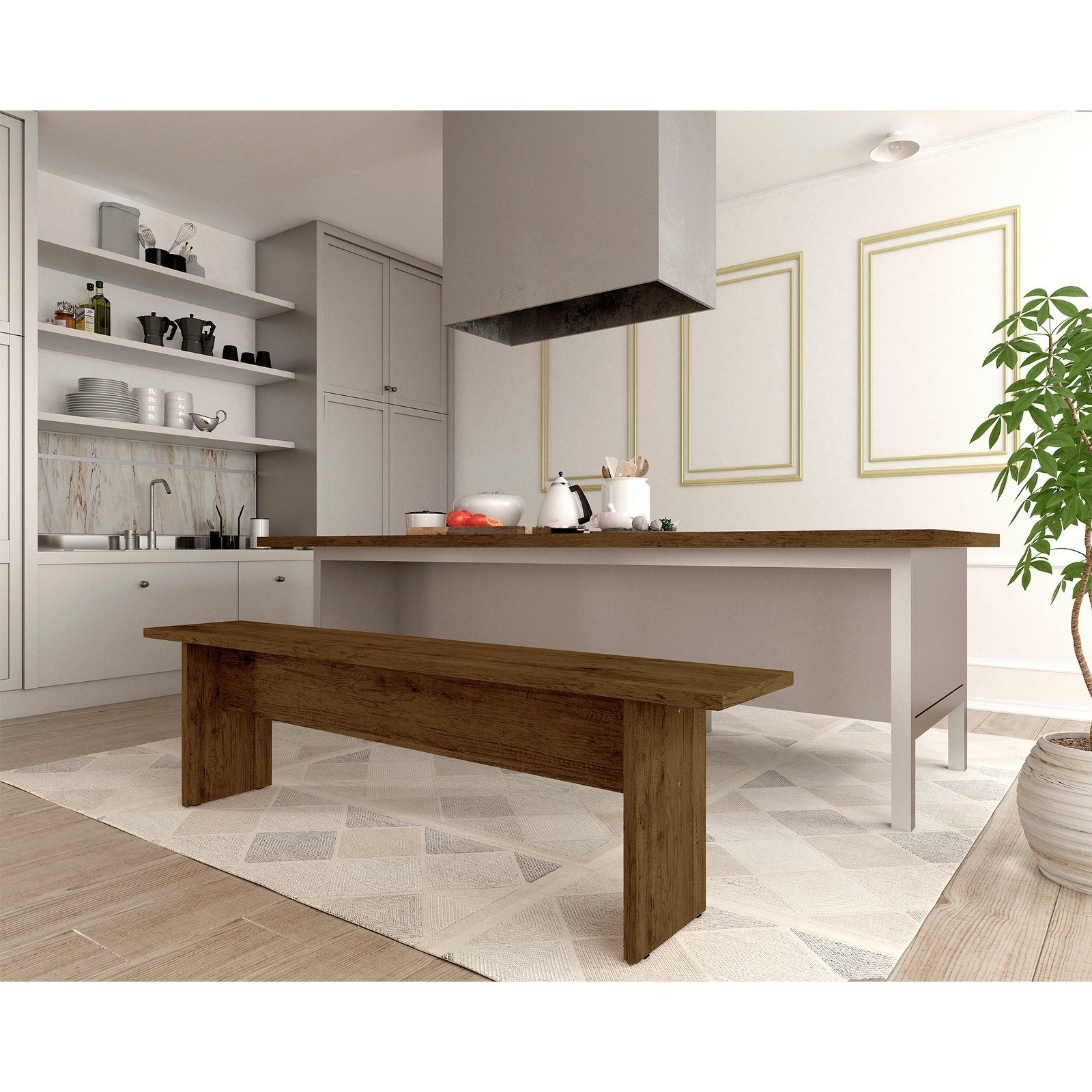 The Gray Barn Botarga Rustic Country Brown Wood Dining Room Bench