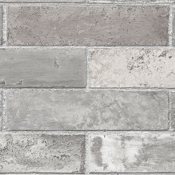 Manhattan Comfort Orland 32.7 Ft. X 20.5 In. Vinyl Grey Brick Texture Wallpaper Covering