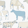 Manhattan Comfort Petersburg 32.7 Ft. X 20.5 In. Vinyl Blue Cows Floral Toile Wallpaper Covering