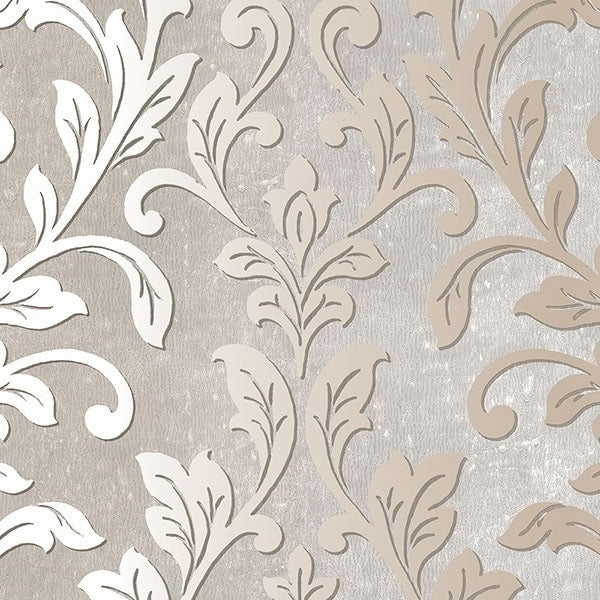 Manhattan Comfort Rockford 32.7 Ft. X 20.5 In. Vinyl Brown Damask Wallpaper Covering 32.7 Ft. X 20.5 In.
