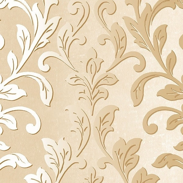 Manhattan Comfort Rockford 32.7 Ft. X 20.5 In. Vinyl Gold Damask Wallpaper Covering