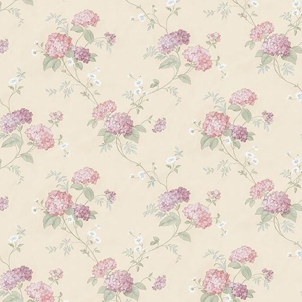Manhattan Comfort Shoreline 32.7 Ft. X 20.5 In. Vinyl Purple Hydrangea Trail Wallpaper Covering
