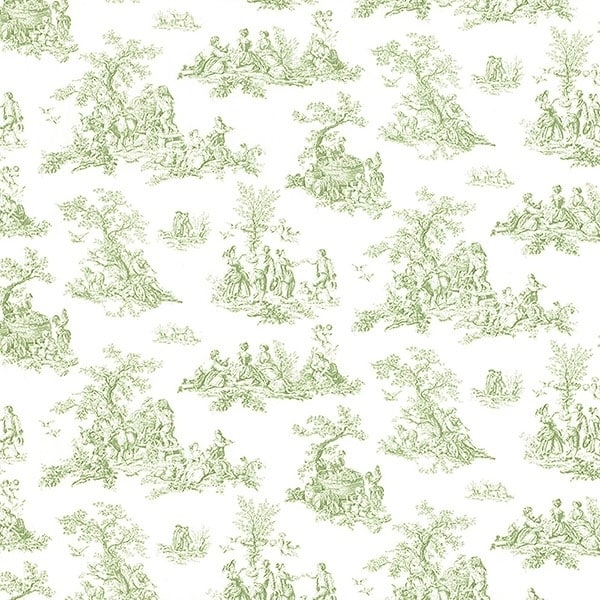 Manhattan Comfort Tampa 32.7 Ft. X 20.5 In. Vinyl Green Country Toile Wallpaper Covering