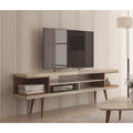 Carson Carrington Nynashamn 70.47 Inch Tv Stand With Splayed Wooden Legs And 4 Shelves