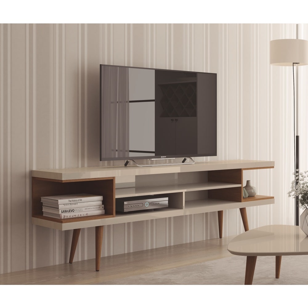 Carson Carrington Nynashamn 70.47 Inch Tv Stand With Splayed Wooden Legs And 4 Shelves
