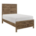 Mann Twin Panel Bed Farmhouse Plank Headboard Weathered Pine Brown