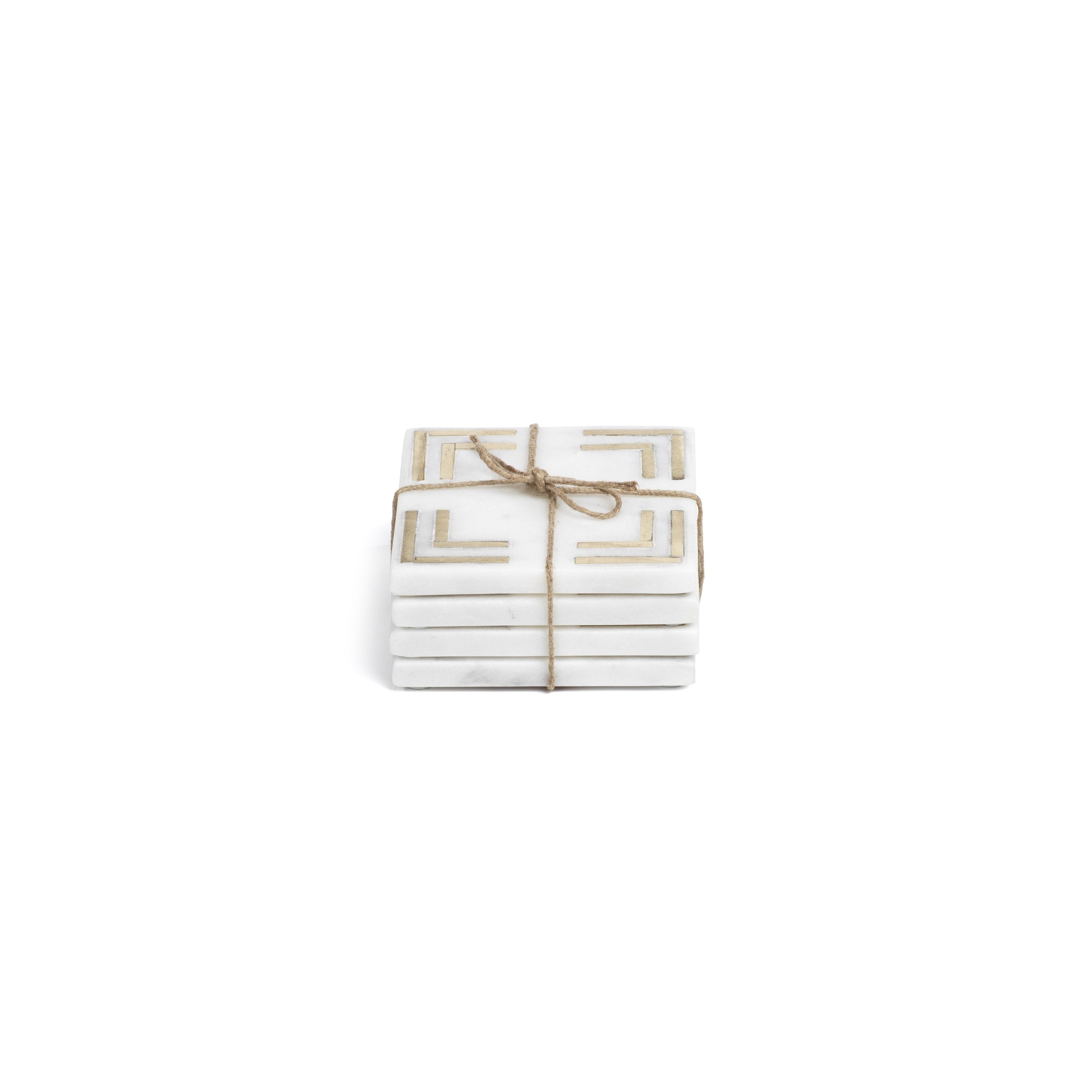 Mannara 4 Inch Square Marble Coasters Set Of 4