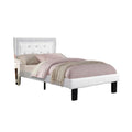 Mannie Twin Bed With Silver Trim White Button Tufted Faux Leather