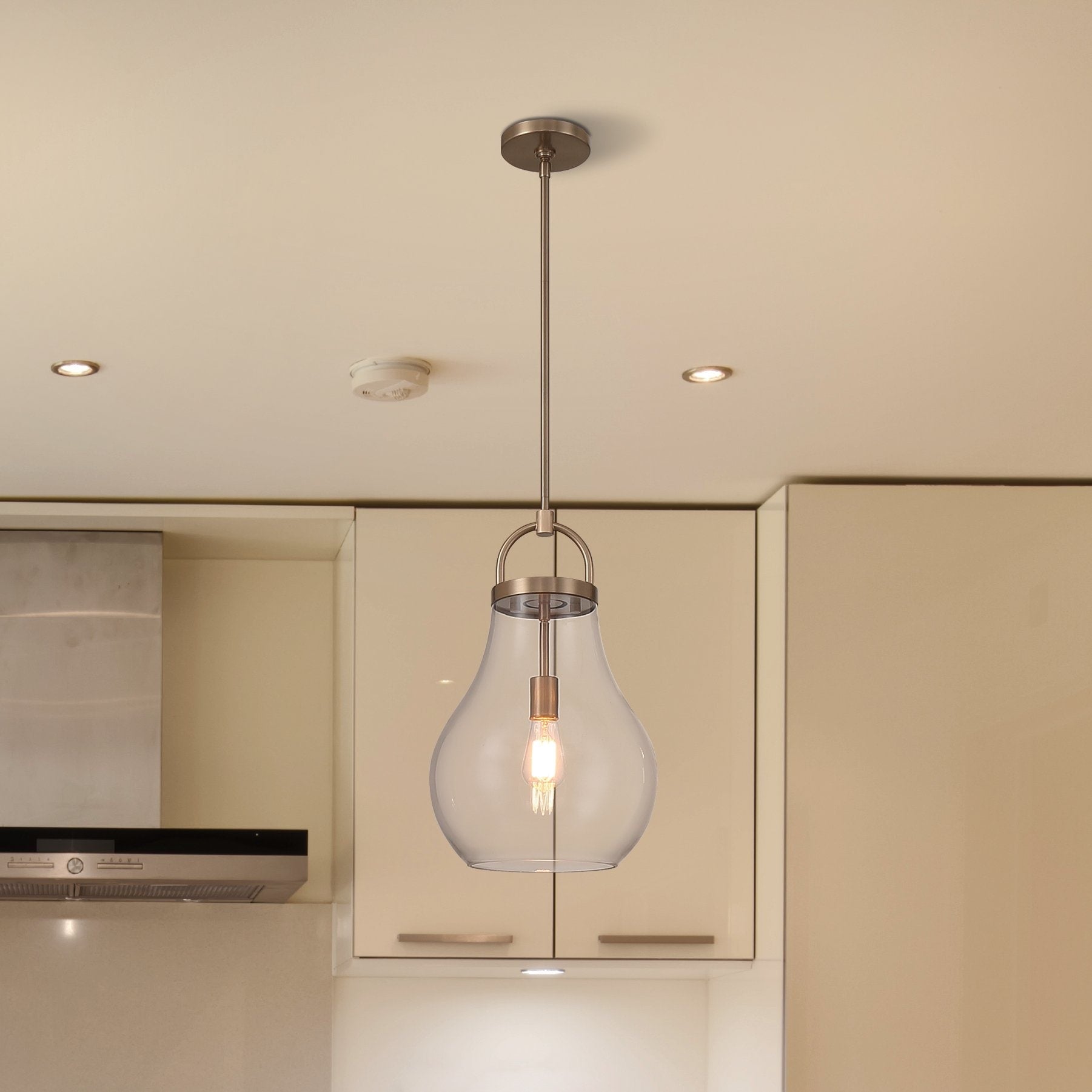 Mansfield 12 Inch 1 Light Champagne Gold Pendant Light With Clear Glass Shade