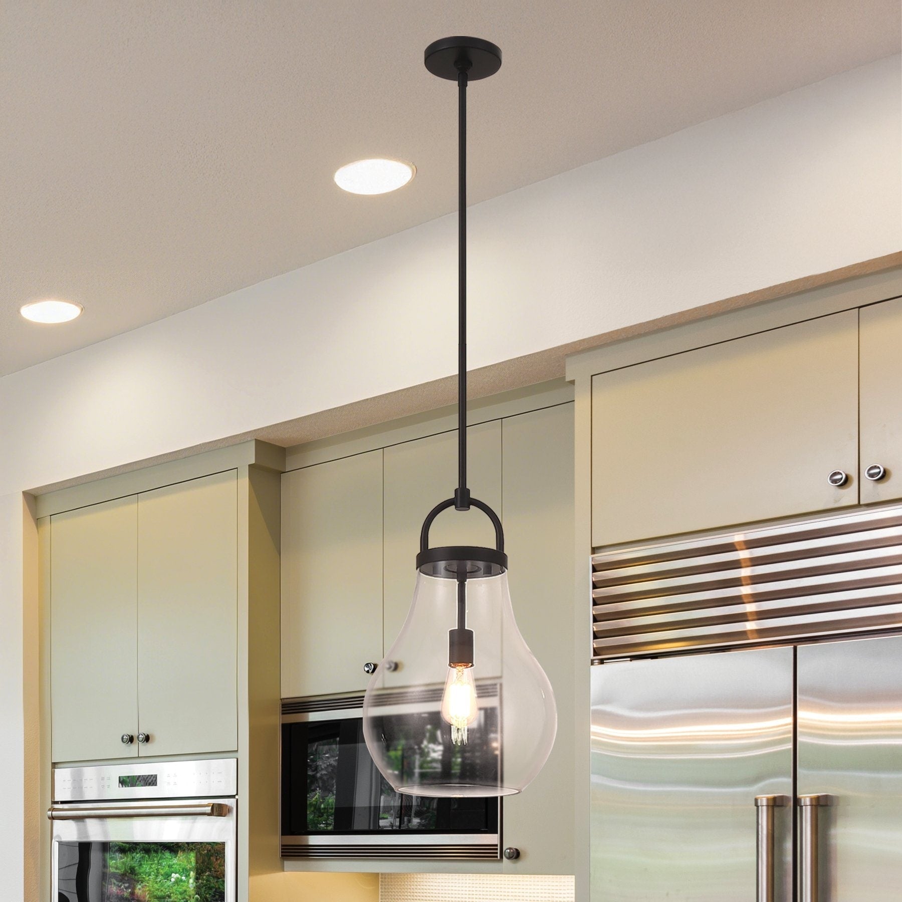 Mansfield 12 Inch 1 Light Matte Black Pendant Light With Clear Glass Shade