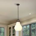 Mansfield 12 Inch 1 Light Matte Black Pendant Light With Opal Glass Shade