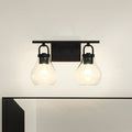 Mansfield 16 Inch 2 Light Matte Black Vanity Light With Clear Glass Shades