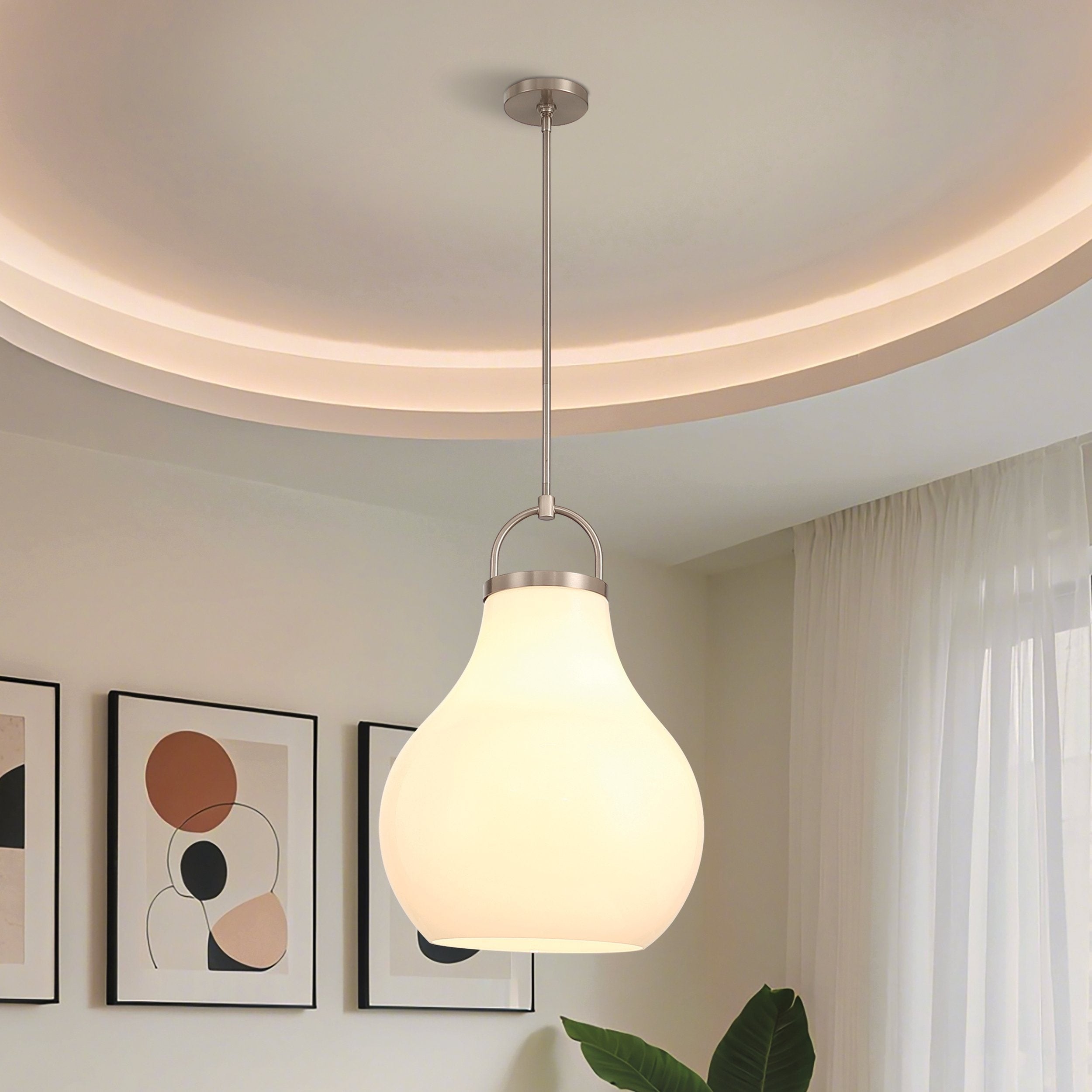 Mansfield 18 Inch 1 Light Champagne Gold Pendant Light With Opal Glass Shade