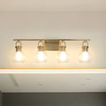 Mansfield 34 Inch 4 Light Champagne Gold Vanity Light With Clear Glass Shades