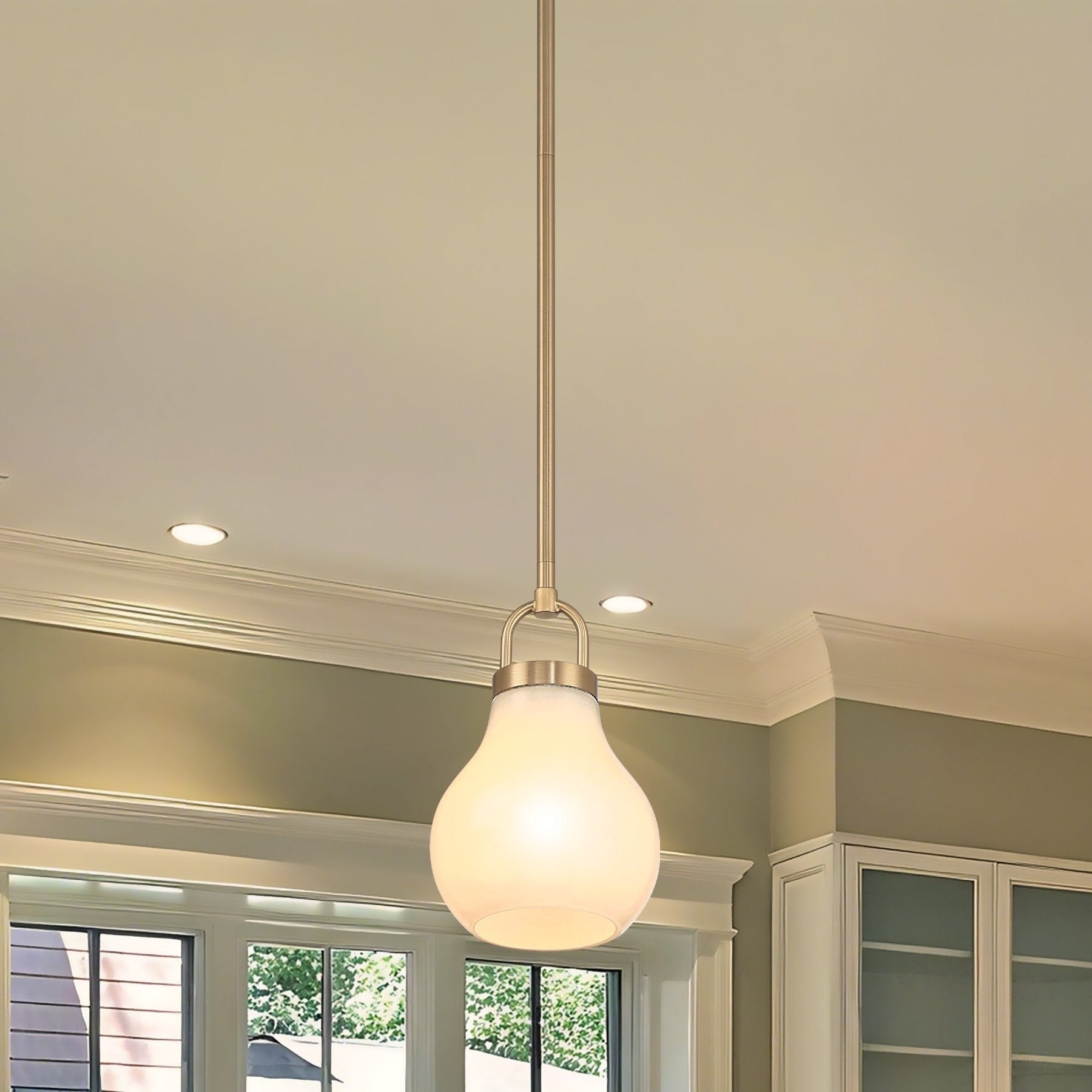 Mansfield 6 Inch 1 Light Champagne Gold Pendant Light With Opal Glass Shade