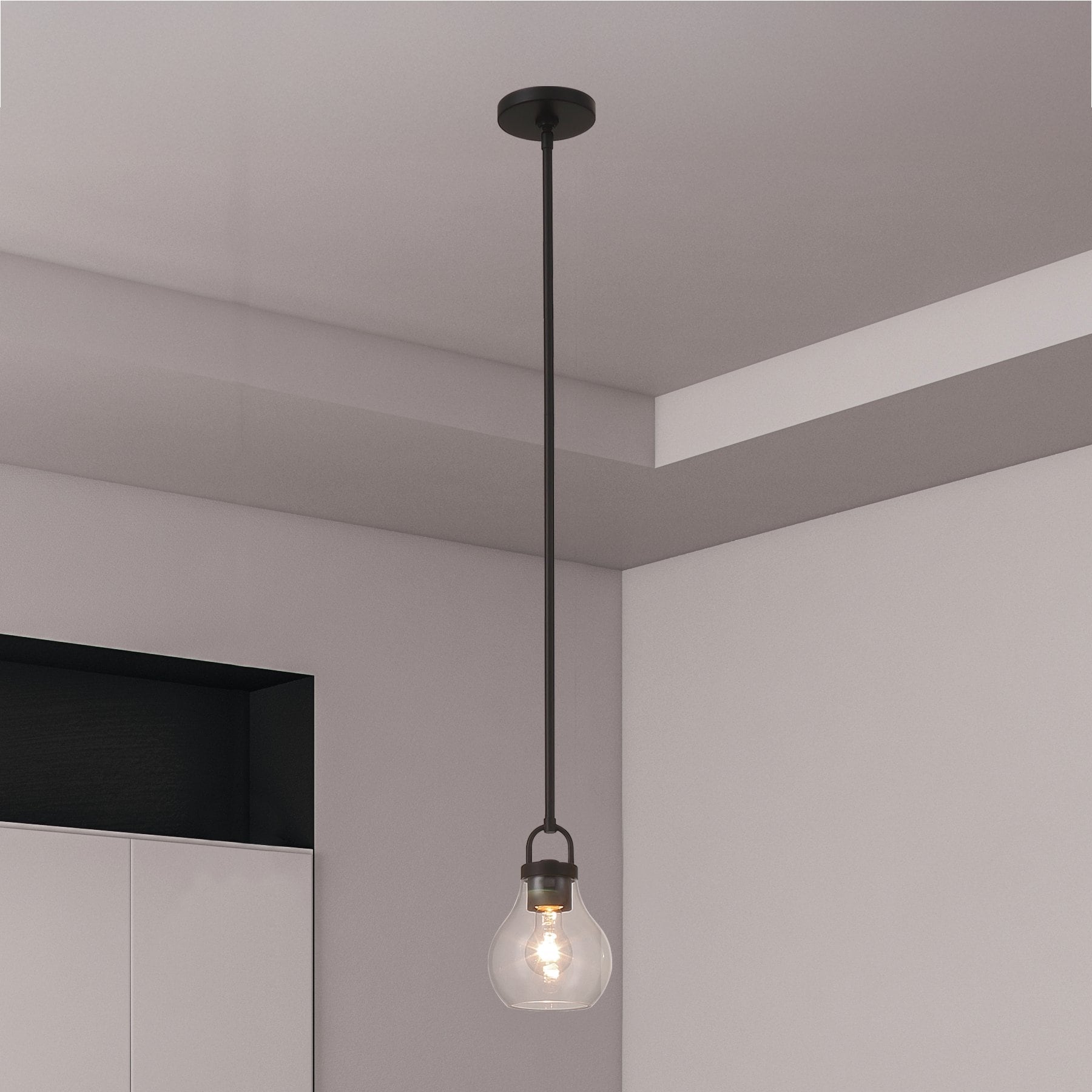 Mansfield 6 Inch 1 Light Matte Black Pendant Light With Clear Glass Shade