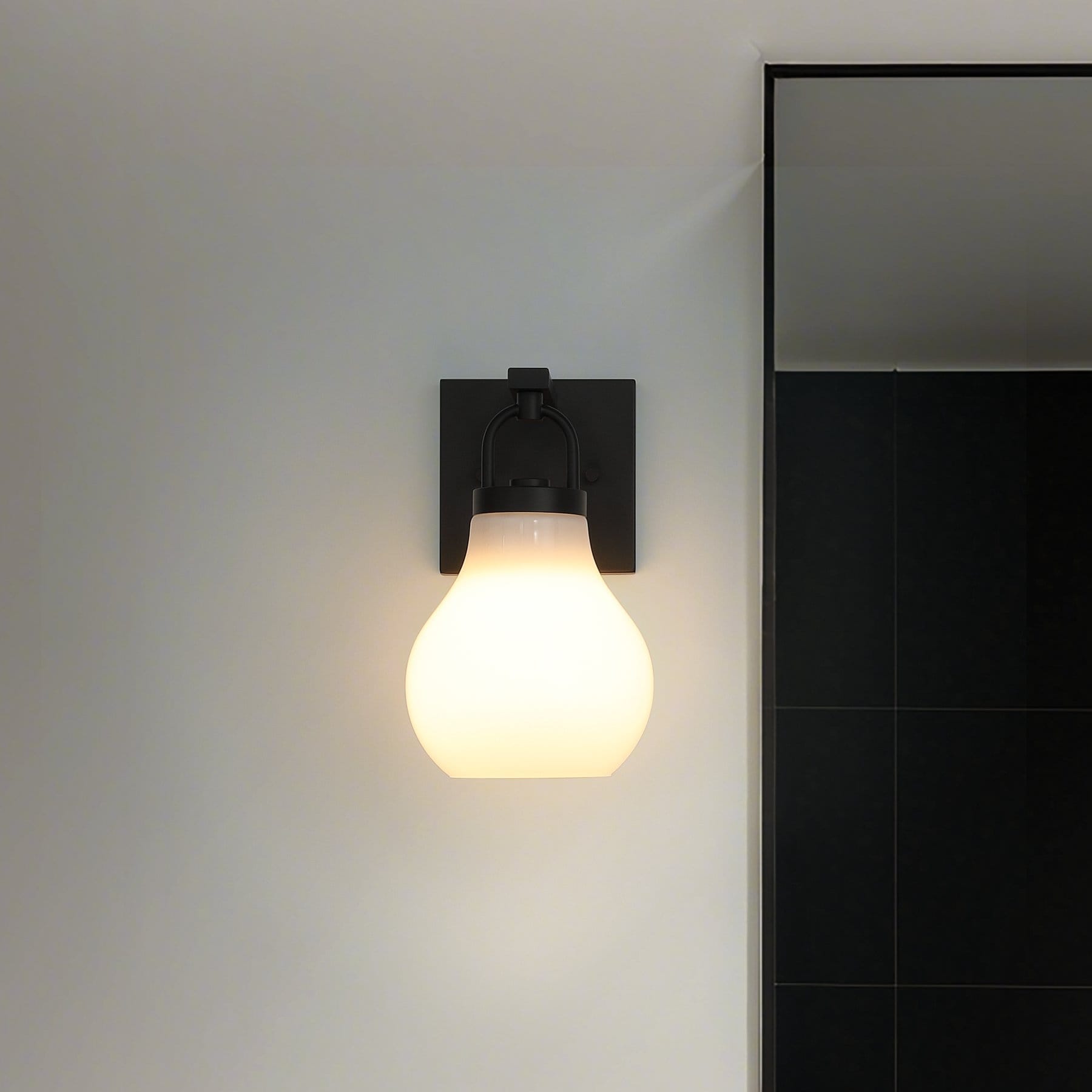 Mansfield 6 Inch 1 Light Matte Black Vanity Light With Opal Glass Shade