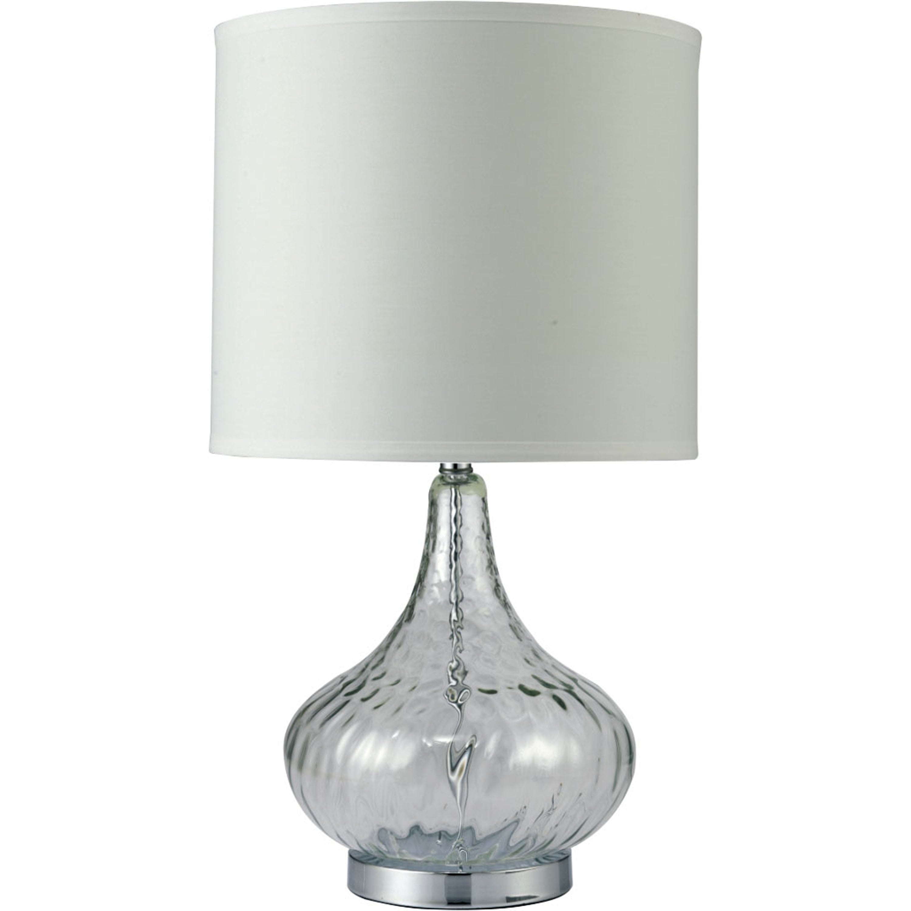 Gracewood Hollow Ajanovic Clear Bulbous Glass Lamp With Cream Drum Shade