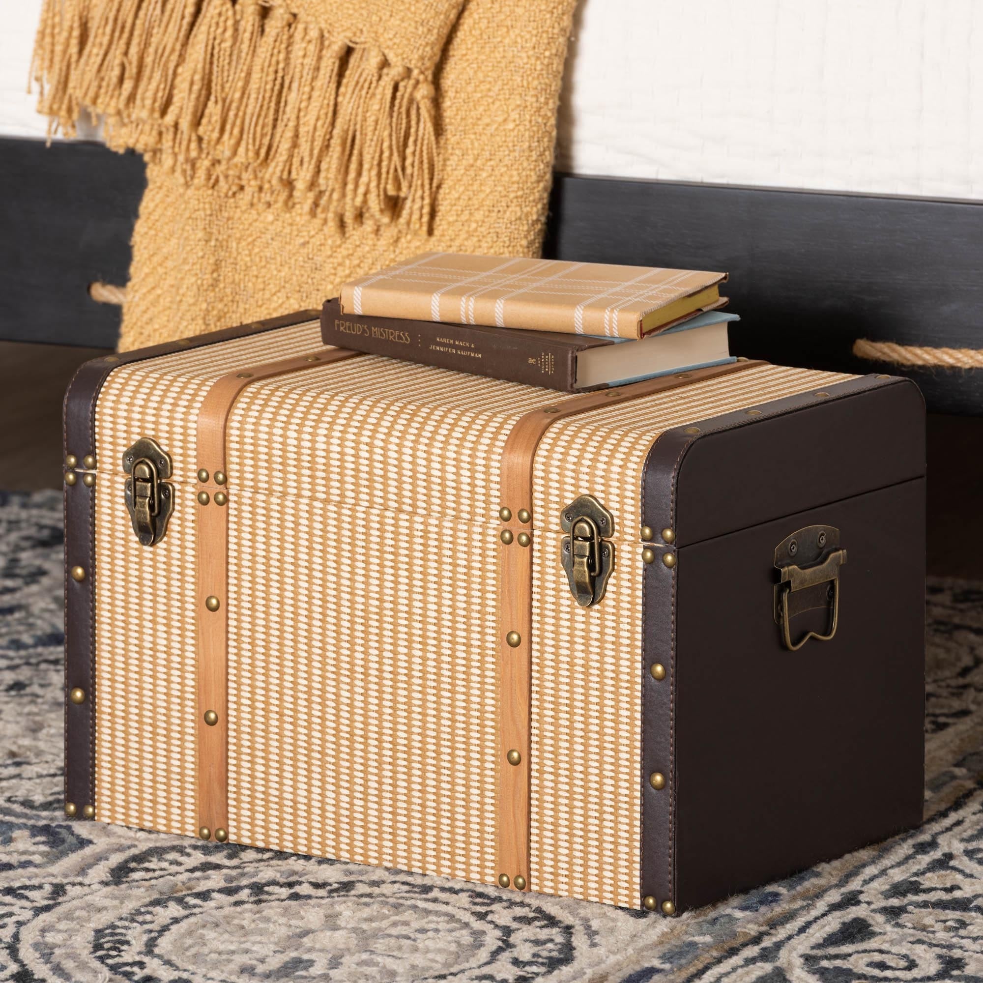 Manton Storage Trunk Decorative Storage Chest With Hinged Top And Woven Exterior For Living Room Or Bedroom