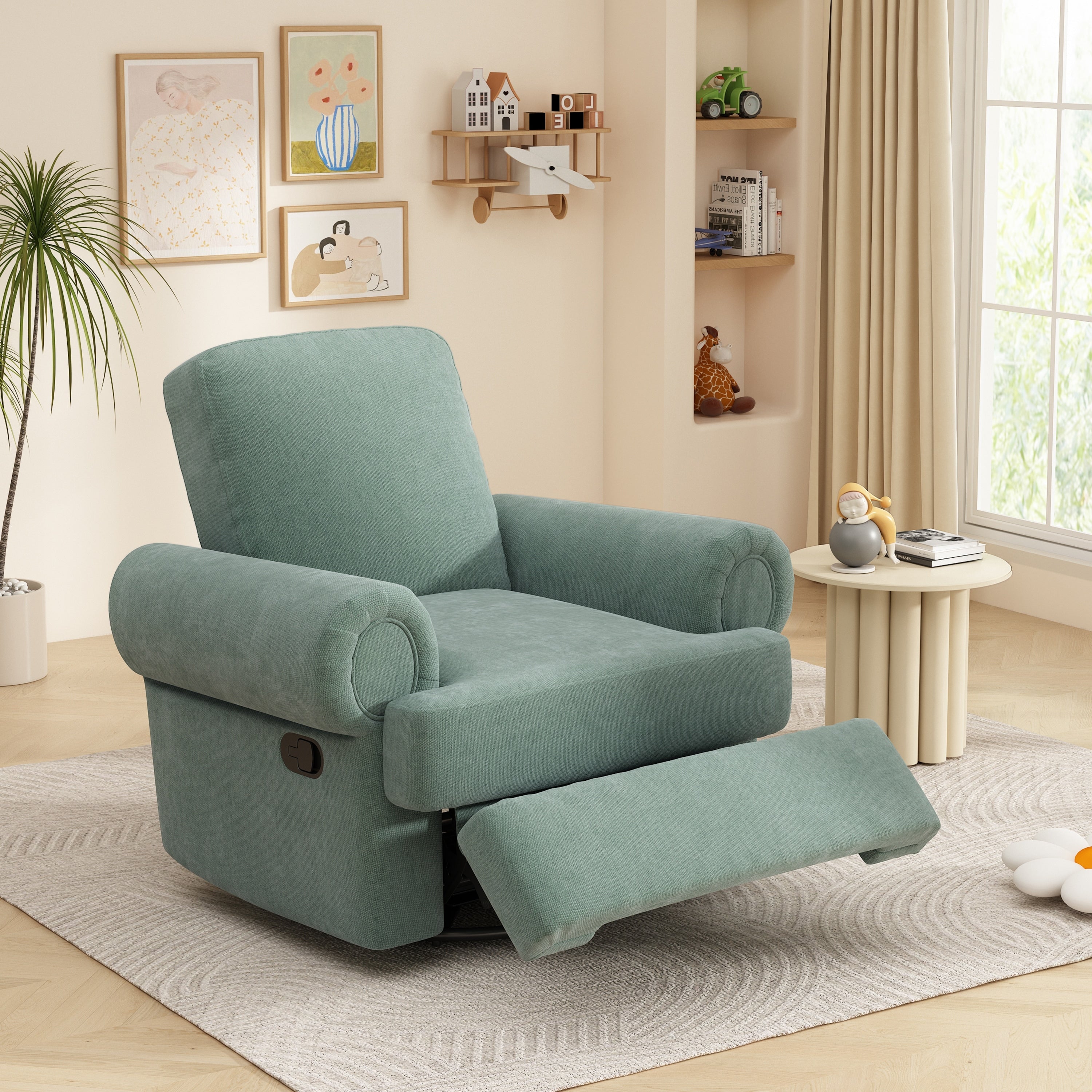 Manual Recliner Sofa Swivel Recliner Rocker Chair With Adjustable Backrest For Living Room Bedroom Or Nursery