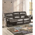Manual Reclining Sofa 1Pc Gray Upholstered Pillow Top Arms