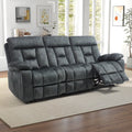 Manual Reclining Sofa Adjustable Backrest 3 Seat Recliner Couch Sofa With Overstuffed Arms And Back Sofa Set For Living Room