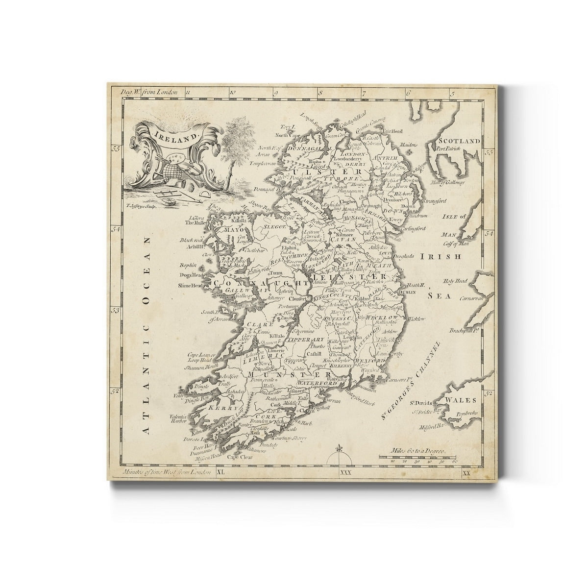 Map Of Ireland Premium Gallery Wrapped Canvas