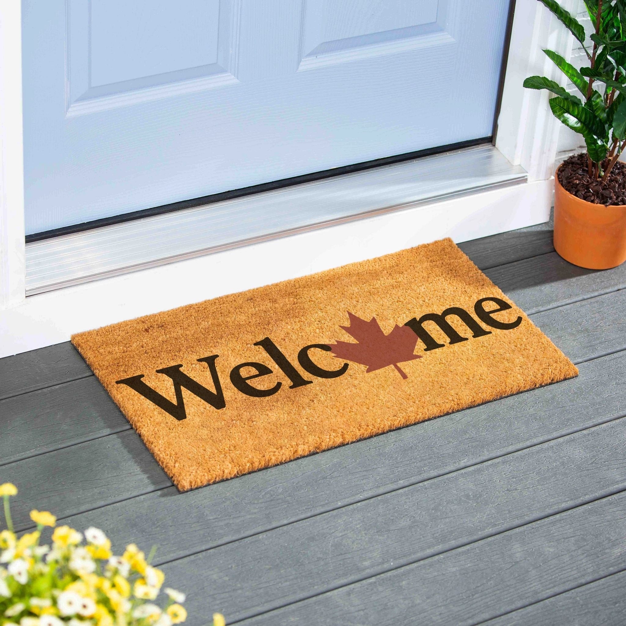 Maple Leaf Welcome Coir Door Mat 28 X 16 28 X 16