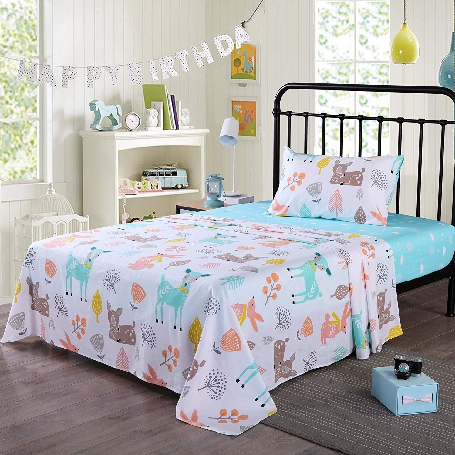 Marcielo Kids Cotton Sheet Twin Full Sheets For Girls Boys Children