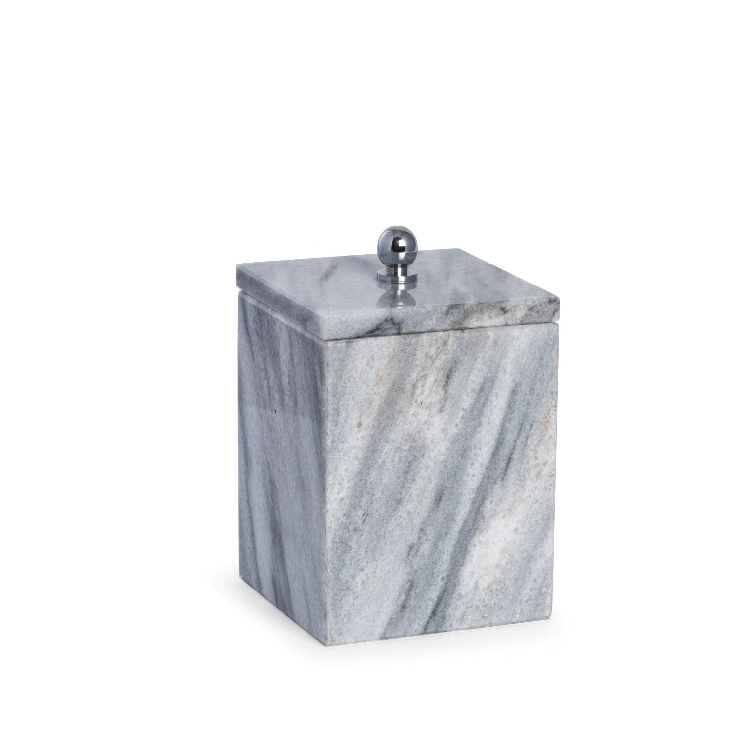 Marble Bath Canister With Lid In Cloud Grey