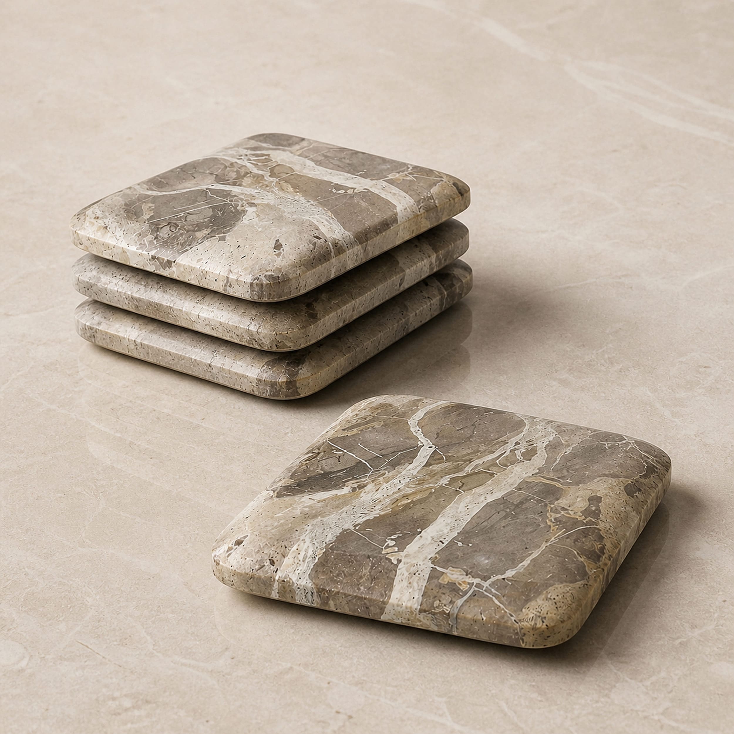 Marble Mosaics Marble Coaster Set Decorative Tabletop Accent